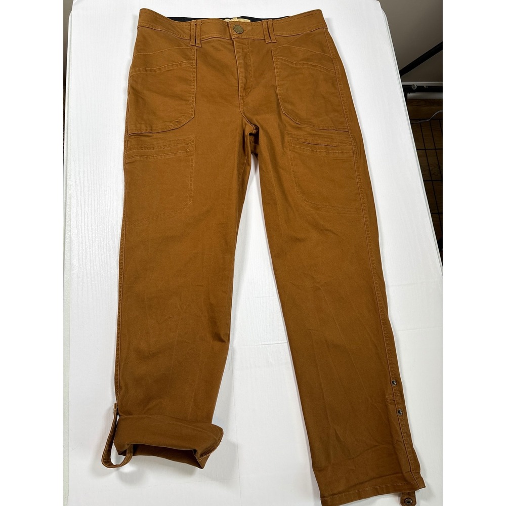Democracy Ab Technology Utility Pants Caramel Brown Women 14 Pockets Hiking Boho